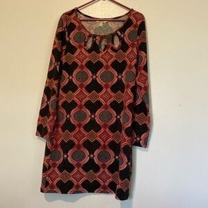 Aryeh Orange & Gray Long Sleeve Sweater Dress xl